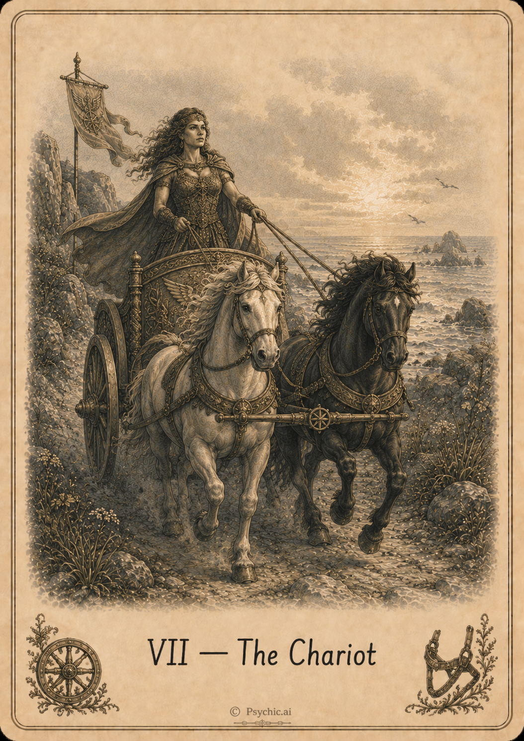 The Chariot tarot card illustration